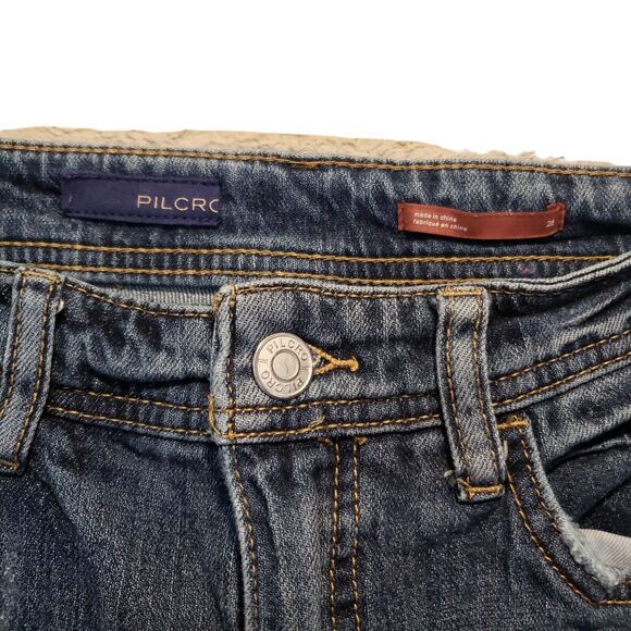 Pilcro Boyfriend Crop Jeans Womens size 26 Mid Rise Light Wash Straight Leg - Picture 9 of 14